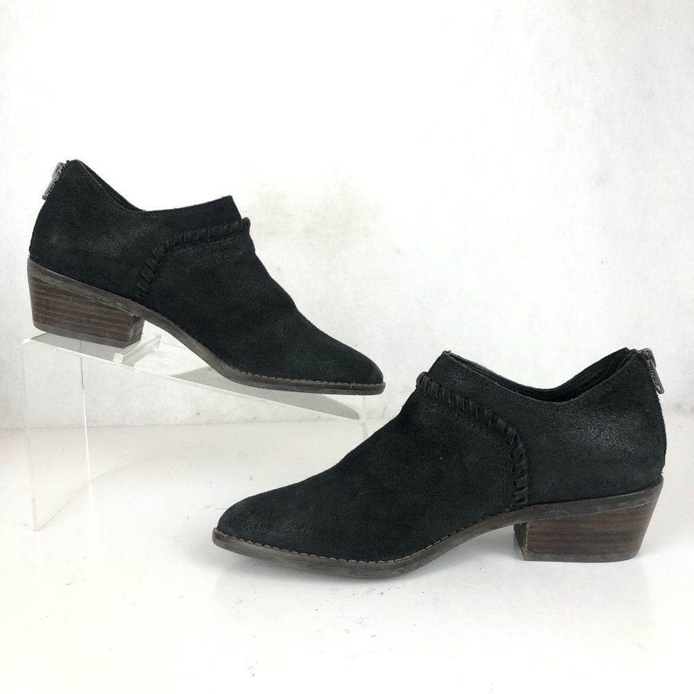 Lucky Brand Women's Size 8.5M Black Leather Back Zip Block Heel Ankle Booties - Picture 3 of 12